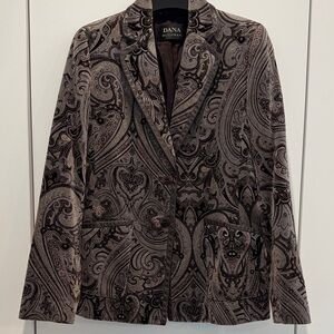 Dana Buchman Velvet Paisley Blazer with leather trim